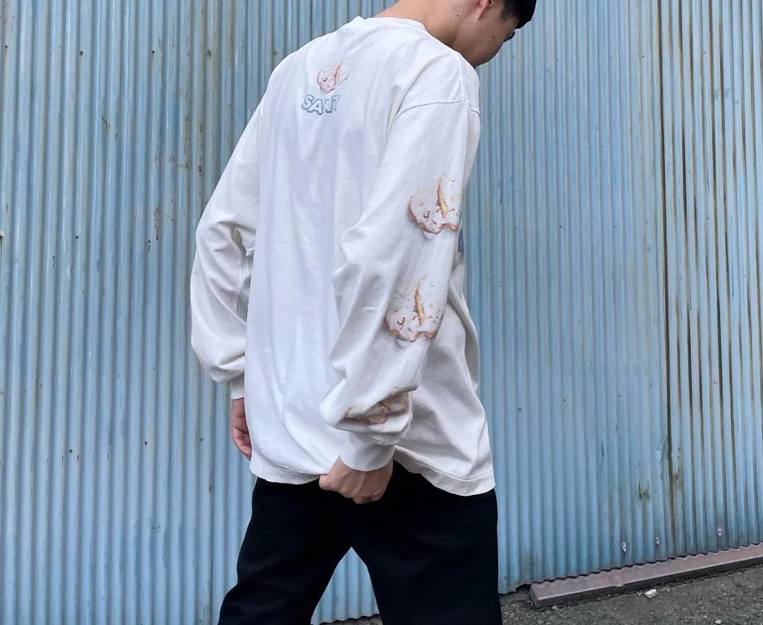 SAINT Mxxxxxx HEART COOKIES L/S TEE/WHT Love Oreo printed long sleeves Off-white S-XL Customized co-branded main mark/wash mark Correct version Ready-made garments washed and distressed VINTAGE feeling Top-notch printing technology Perfect restoration